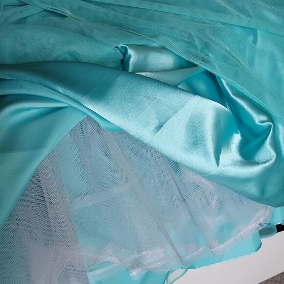 Morgan and Company Teal Strapless Prom Dress - Picture 13 of 15